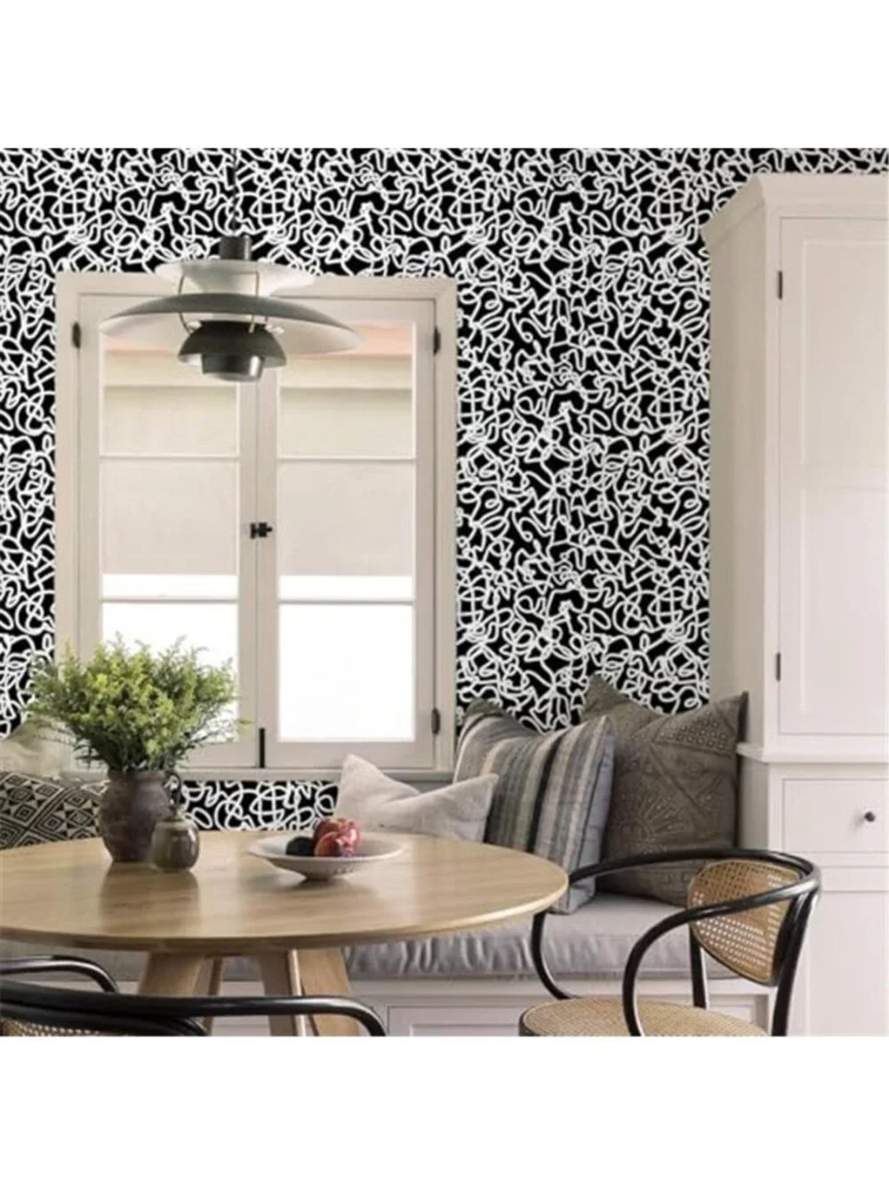 Black White Peel Stick Wallpaper Modern Abstract Contact Paper Wall Decor